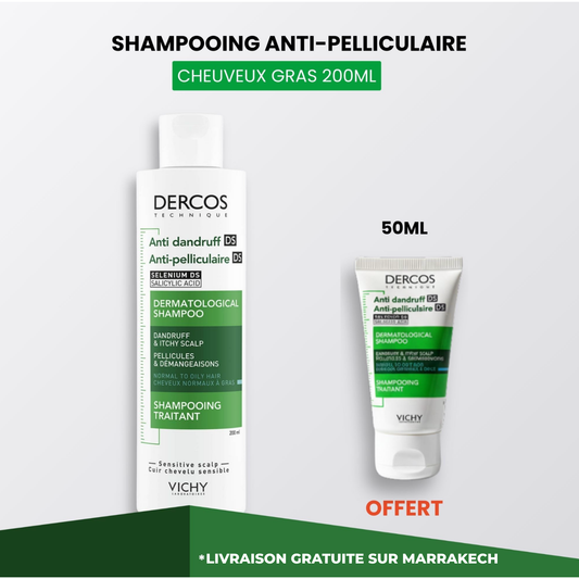 VICHY DERCOS SHAMPOING ANTIPELLICULAIRE CHEVEUX NORMAUX A GRAS 200 ML